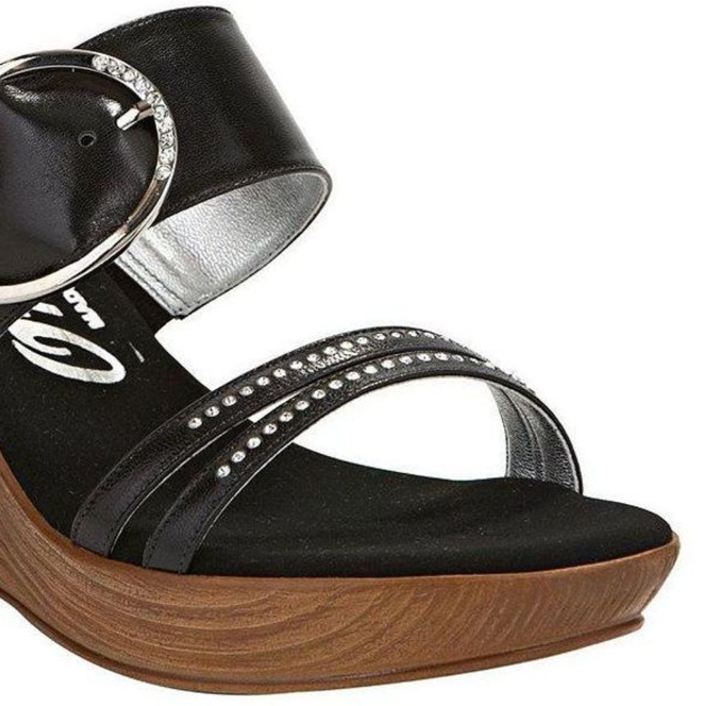 ONEX Cynthia Leather Rhinestone Wooden Wedge_6